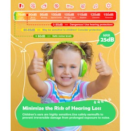 PROHEAR 032 2.0 Noise Cancelling Headphones for Kids - 25dB Noise Reduction - Adjustable Sensory Ear Protection Muffs for Concert, Fireworks, Monster Truck Shows, School - Green