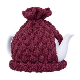 Kitchen Accent Pieces, Burgundy Tea Cozy, Teapot Cover, Tea Party Shower, Table Centerpiece, Tea Pot Sleeve