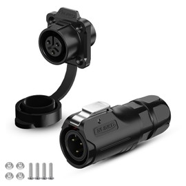 CNLINKO LP-12 Industrial Waterproof Connector IP68 Circular Connector Quick Plugging Aviation Connector PBT Plastic Shell Connector Fast Release Connector M12 2-8 Pin Flange Socket (3 Pin)