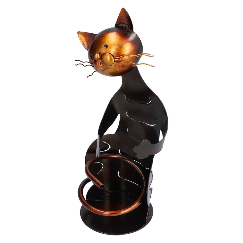 Cat Shaped Wine Rack Metal Sculpture Shelf Practical Sculpture Home