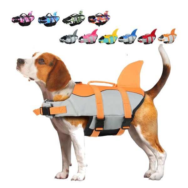 Large Dog Life Jacket Shark, Dog Swimming Safety Vest with