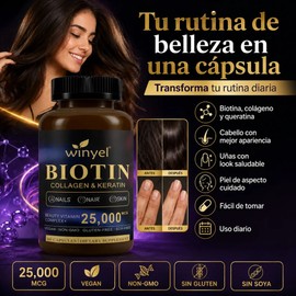 Biotina 25000 Mcg Cápsulas Veganas Belleza Integral Diario