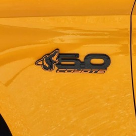 AMP Orange Howling Coyote 5.0 Fender Emblems Fits 15-24 Mustang, F150, Coyote Swap