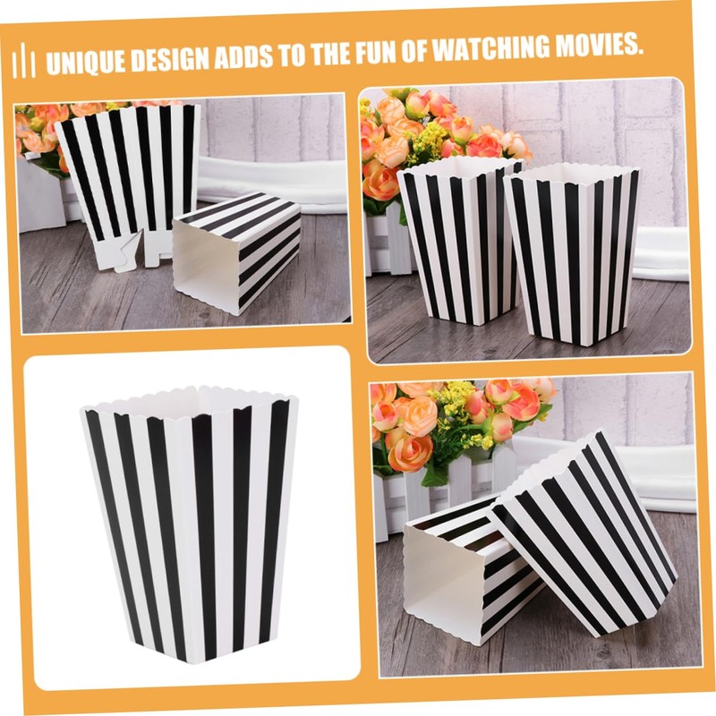Mobestech Diy Popcorn Buckets 32 Pack Striped Paper Containers Bulk