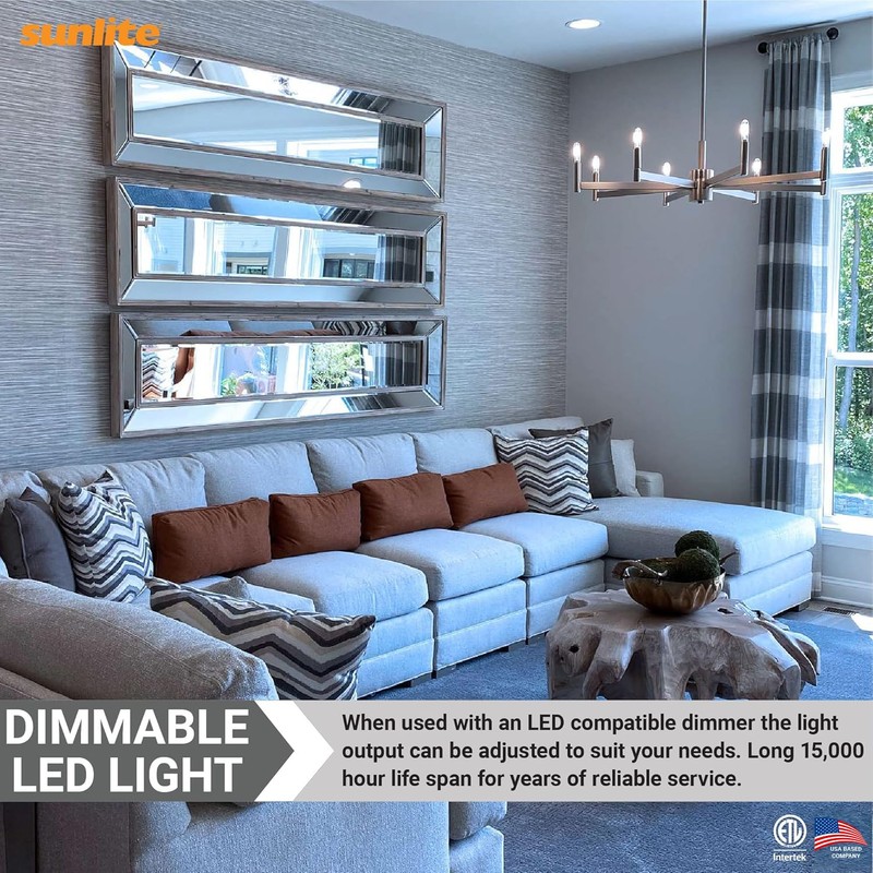 Sunlite LED B13 Decorative Chandelier Light Bulb, 7 Watts (60W=),
