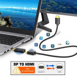 4K DisplayPort to HDMI Adapter, DP to HDMI Converter Video UHD 2K@120Hz,4K@30 DP to HDTV Male to Female Uni-Directional adapter Compatible for Dell, Lenovo, HP, AMD, GPU, NVIDIA 1pcs (black)