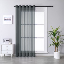 MRTREES Voile Curtain 90 Inch Drop 1 Panel Faux Linen Eyelet Sheer Curtain Panel for Bedroom Living Room Patio Door 90x90 Inch Drop 228cm x 228cm White