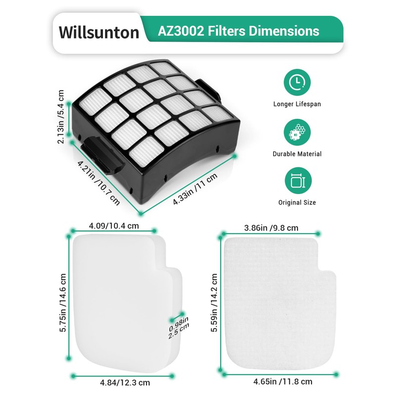 AZ3002 Filters for Shark Stratos DuoClean PowerFins Stratos Upright Vacuum