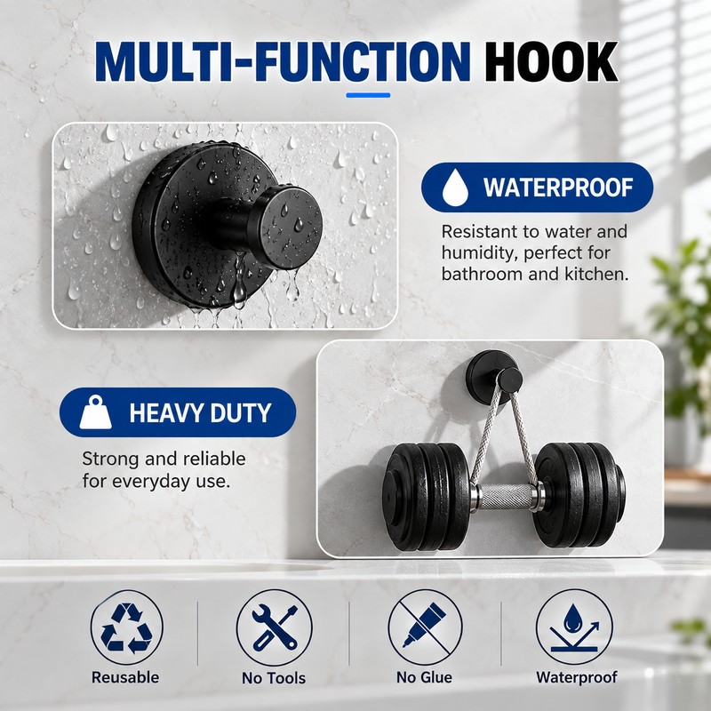 4pac Suction Cup Hooks for Bathroom & Kitchen – Punch-Free