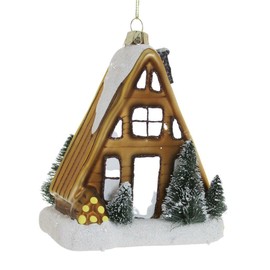 Cody Foster & Co - A-Frame Cabin House Blown Glass Ornament