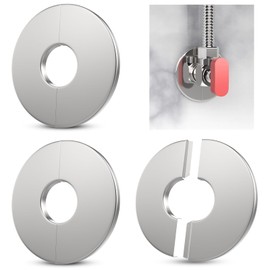Wall Split Flange, HONSNKS 3Pcs Self Adhesive Round Escutcheon Plate 304 Stainless Steel Wall-mounted Pipe Hole Cover for Various Pipes (27mm/1.06inch ID)