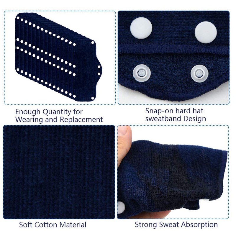 Topbuti 15 pcs Cotton Washable Hard Hat Sweatband, Reusable Terry