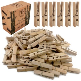 Bamboo Clothes Pegs - Pack of 100 - Sustainable Wooden Pegs - Wooden Clothes Pegs for Hanging Clothes and Crafts