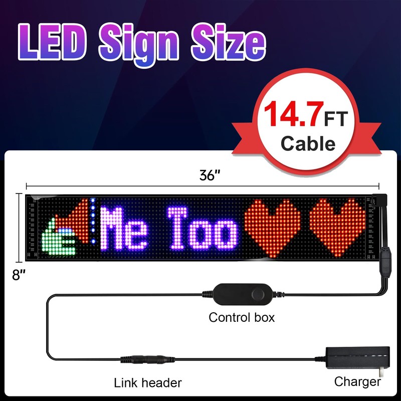 GOTUS Programmable LED Sign,LED Sign for Business,Bluetooth APP Control,DIY Design