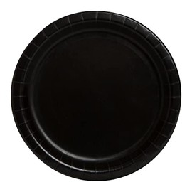 Trimming Shop 9" Heavy Duty Round Dessert Plates Midnight Black Disposable Plates 23cm - Colour Themed Paper Tableware for BBQs, Weddings, Anniversary, Birthday, Multipurpose Occasions (16 Pack)