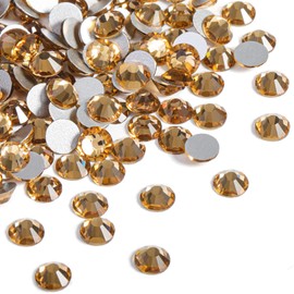 Beadsland 2880pcs Flat Back Crystal Rhinestones Round Gems for Nail Art and Craft Glue Fix,Lt Colorado Topaz,SS6,1.9-2.1mm