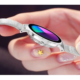 MINILUJIA Fashion Rainbow Women Wristwatch Dial Color Change by Time Japanese Quartz Movement Ladies Watches Stainless Steel Mesh Band or Leather Strap (Mesh watchband)