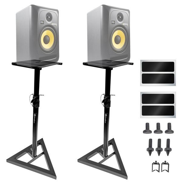 AxcessAbles Adjustable Studio Monitor Stands (Pair)| Large Recording Studio Monitor Floor Standing Stand | Studio Speaker Stands Compatible with JBL, Yamaha, KRK Rokit Speaker Monitors (SMS-101)