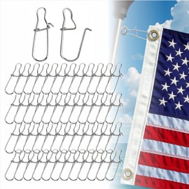 50 Pcs Boat Antennas Flag Pole Clips - Marine Spring Clips for Halyards Rope and Outrigger Lines, Sailboat & Pontoon Pole Accessories (1.9" Length, 1/2" Width)