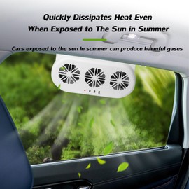 EOHMAK Car Solar Powered Exhaust Fan with Three Air Outlet (White)