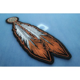 Ivamis Brown White Feathers Patch- 2.25x6.5 inch - P4317