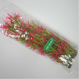 Aquapapa Aquarium Plants Fish Tank Decorations Ornament Plastic Artificial Plant (Red/Green - 15" h)