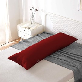 SGI Body Pillow Cover, 100% Smooth Egyptian Cotton 600 TC, Luxurious, Breathable, Cooling Body Pillow Cover, Solid Burgundy, 21x56, Pack of 1 Envelope Style
