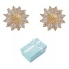 TENDER LIHOME Aretes De Girasol Chapado En Oro Broqueles Zirconia