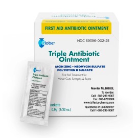 Globe (25 Pack) Globe Triple Antibiotic Ointment 0.9g Single Packets.