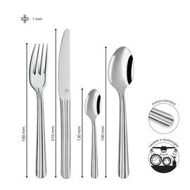 PRADEL ESSENTIEL - Set di posate da 24 pezzi per 6 persone - Colibri - 18/0 Acciaio Inossidabile, Finitura Standard - Acciaio Inox (Spessore 1 mm)