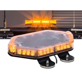 LAMPHUS NanoFlare NFMB40 12" 12V 40W AMBER LED Strobe Mini Light Bar [Magnet/Permanent Mount] Yellow Rooftop Rotating Safety Flashing Emergency Warning Beacon Lightbar for Work Truck Vehicle