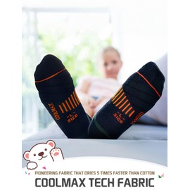 Rahhint Coolmax Compression Kids Boys Girls Athletic Socks 4 Pairs Cushion Crew Socks Anti-Blister Breathable Running Socks