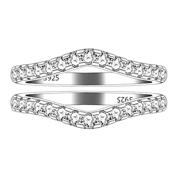 Uloveido 925 Sterling Silver Round CZ Pave Eternity Band Wedding