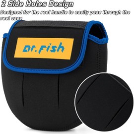 Dr.Fish Spinning Fishing Reel Cover, Fits 1000-6000+, Neoprene Bag with Handle Slot, Spinning Reel Storage Case Pouch Accessories (M(2 Pack, Fits 800-1000))
