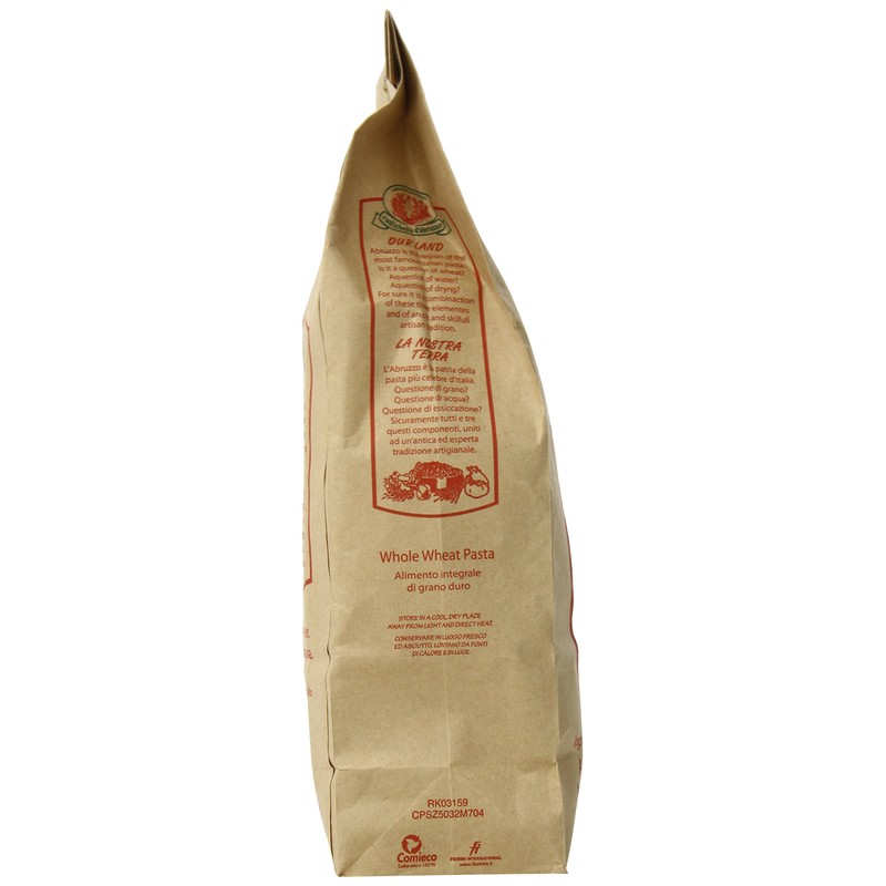 Rustichella D'Abruzzo Pasta Penne Rigate Whole Wheat in Brown Bag,