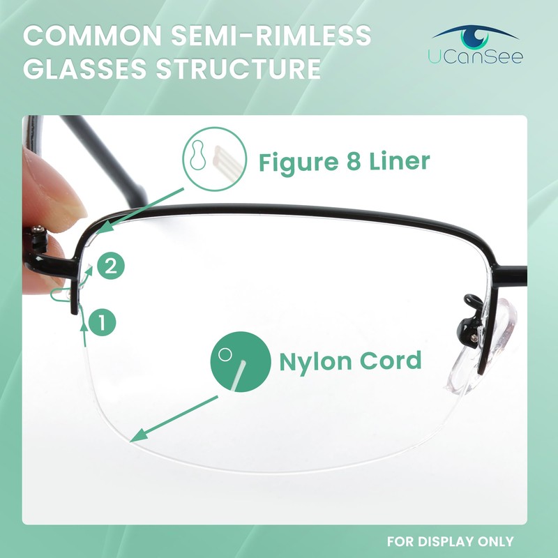 UCanSee Semi-Rimless Glasses Repair Kit - Includes a Hook for