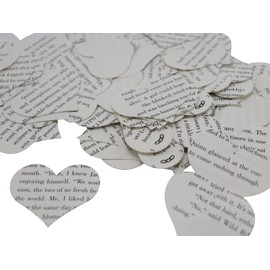 Book Page Heart Confetti 2 Inch Shapes Classic Novel 200 Piece Party Decorations Literary Theme Wedding Decor