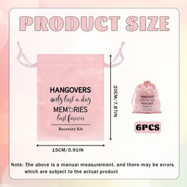 Hangover Kit, Hen Party Bags, 6-Piece Wedding Recovery Set, 15cm/5.9in*20cm/7.87in, Perfect for Bridal Showers and Bachelorette Parties