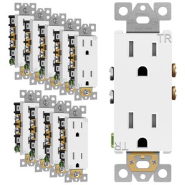 ENERLITES Decorator Wall Receptacle Outlet, Tamper-Resistant Standard Electrical Wall Outlet, Residential Grade, 3-Wire, Self-Grounding, 2-Pole, 15A 125V, UL Listed, 61501-TR-W-10PCS, White (10 Pack)