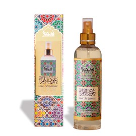 Oud al Qamar Arabic Room Spray by Dukhni | 250ml Oud fragrance Air Freshener, Attar al Faraash for home & prayer mats | Bed linen, Sofa Mist, natural home scent, curtain spray, odour eliminator