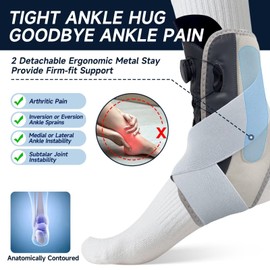 Knob Design Ankle Brace for Sprained Ankle, Ankle Brace with Removable Side Stabilizers for Women & Men, Plantar Fasciitis Relief and Achilles Tendonitis Brace for Ankle Injury Recovery, S