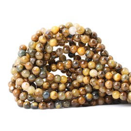 CHEAVIAN 60PCS 6mm Natural Golden Pietersite Gemstone Round Loose Beads Stone Beads for Jewelry Making DIY Findings 1 Strand 15"