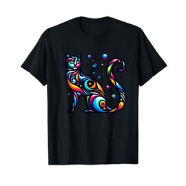 80s Colorful Kitten Lover Artwork Decor Cute Art Cat Men Women Kids T-Shirt