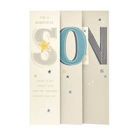 UK Greetings Birthday Card for Son - Special Fold Design, black|red|green|beige, 149mm x 229mm