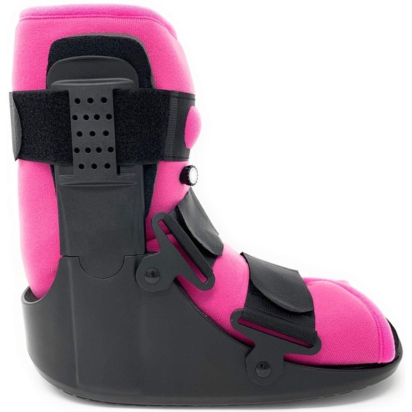 superiorbraces (Size Medium) Low Top, Low Profile Air Pump CAM Medical Orthopedic Walker Boot for Ankle and Foot Injuries with Pink Liner, Female Size 8 1/2 - 11 1/2, Men's Size 7 1/2 - 1,