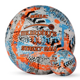 Murphy's Gaelic Street Trainer Footballs, Durable Vulcanised Rubber, Long Lasting Grip for Hard Surfaces, Size 4, White/Fluo Orange/Cyan, 5