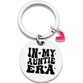 Sjcmbxxs Auntie Gift Ideas Aunt Keychain Gifts from Niece Nephew For Aunt New Aunt Mothers Day Birthday Christmas Gift, 30 mm, Silver