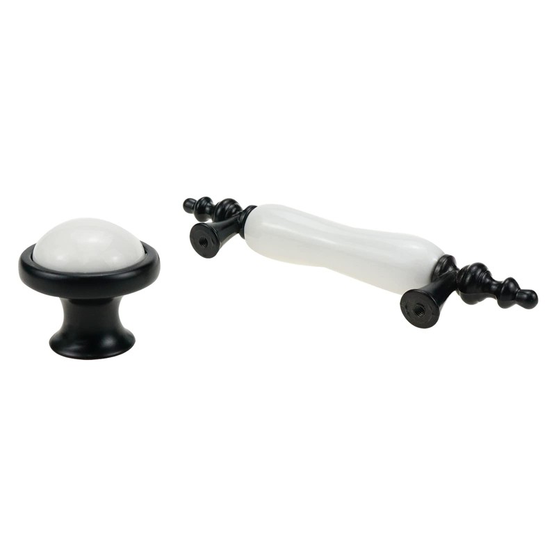 Mewutal 8 Pack Ceramic Drawer Pulls, Black & White Dresser