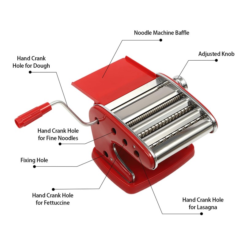Pasta Maker Machine with 6 Adjustable Thickness Settings, Manual Pasta
