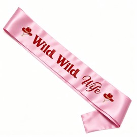Wild Wild Wife Bachelorette Party Sash - Western Cowgirl Theme Bridal Shower Accessory for Bride - Women’s Patriotic Red Sash with Cowgirl Boots & Cowboy Hat Prints - One Size Fits Most
